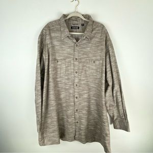 Solaris Mens 4XT Tall Shirt Button Up Long Sleeve Beige Tan Heather Pockets